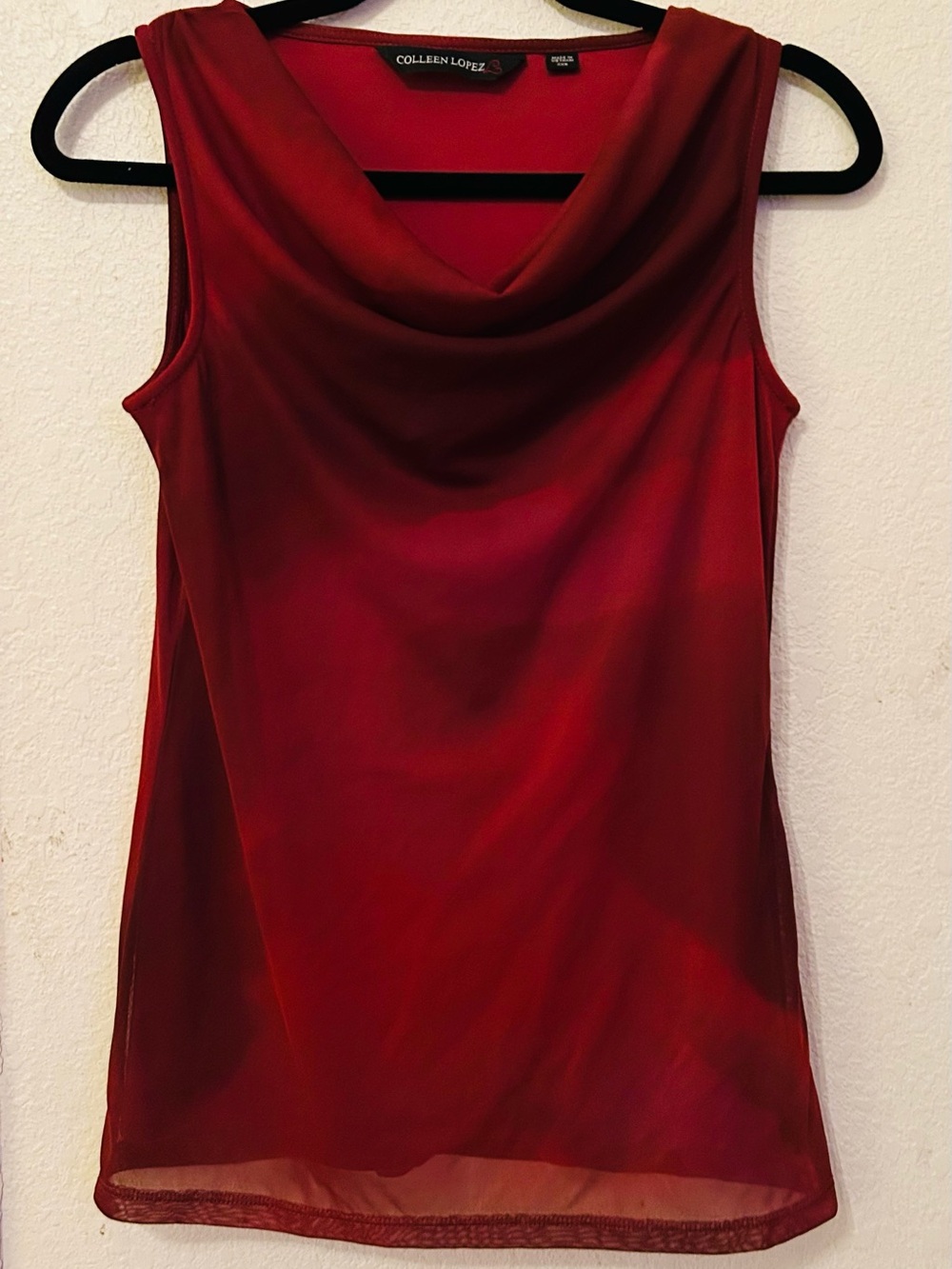 Colleen Lopez Red Sleeveless Cowl Neck top loose fit